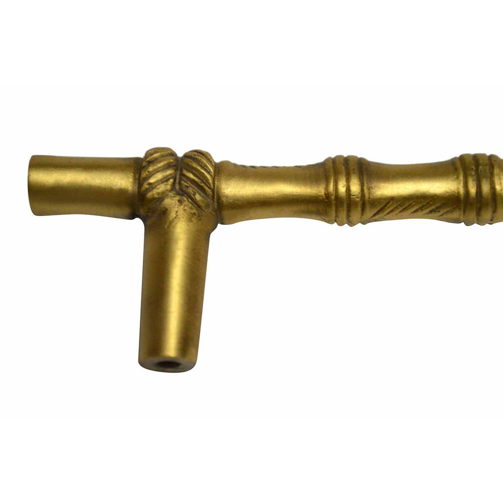 6 Inch Overall (4 1/2 Inch c-c) Japanese Bamboo Pull (Antique Brass Finish) COPPER MOUNTAIN HARDWARE