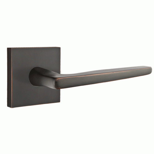 Brass Modern Hardware - Double Dummy Hermes Door Lever With Square Rosette in Satin Brass - 5050HERUS4 - Emtek Hardware EMTEK