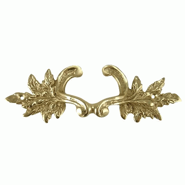 6 Inch Solid Overall (4 3/8 Inch c-c) Brass Ornate French Leaves Pull (Polished Brass Finish) COPPER MOUNTAIN HARDWARE