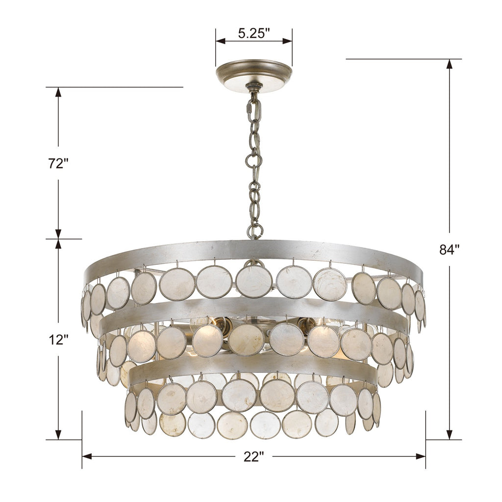 Crystorama Crystorama Coco 6 Light Antique Silver Chandelier