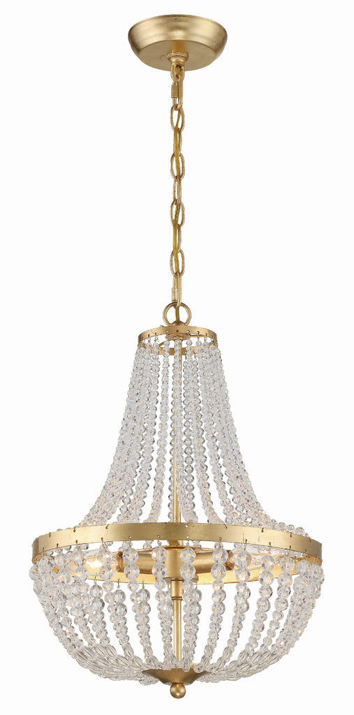 Crystorama Crystorama Rylee 3 Light Antique Gold Mini Chandelier