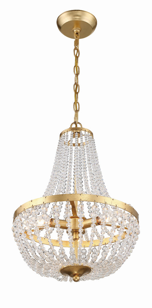 Crystorama Crystorama Rylee 3 Light Antique Gold Mini Chandelier