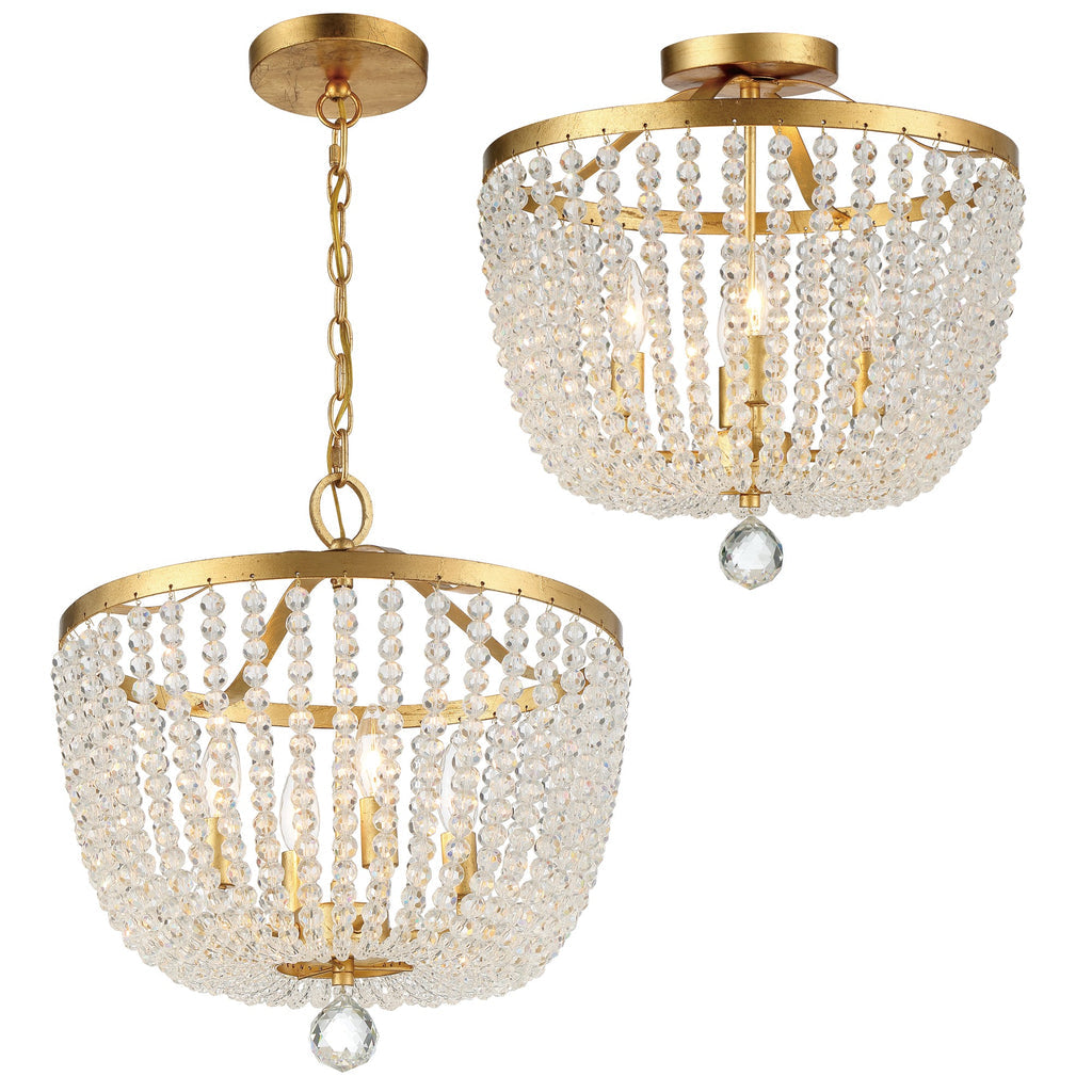 Crystorama Crystorama Rylee 4 Light Antique Gold Mini Chandelier