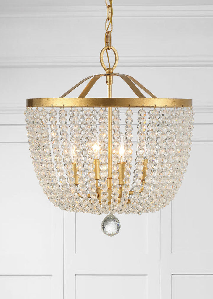 Crystorama Crystorama Rylee 4 Light Antique Gold Mini Chandelier