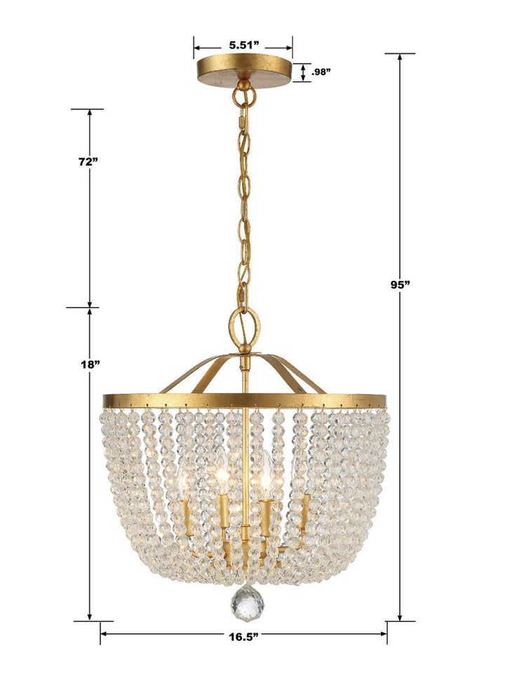Crystorama Crystorama Rylee 4 Light Antique Gold Mini Chandelier