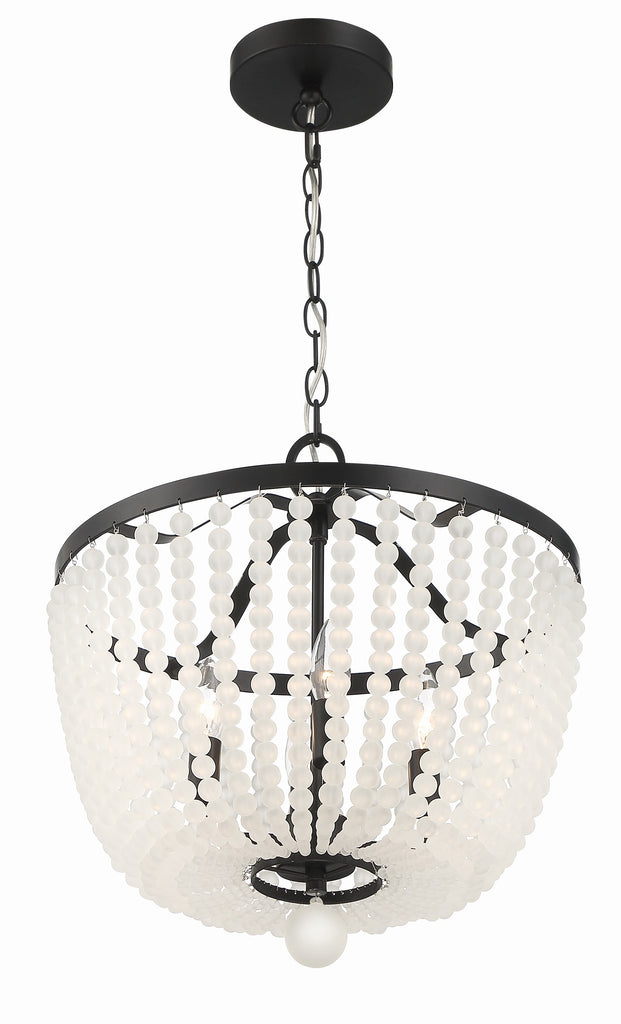 Crystorama Crystorama Rylee 4 Light Matte Black Frosted Beads Mini Chandelier