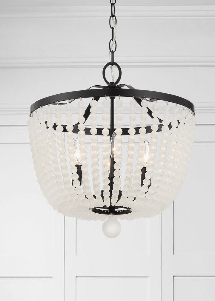 Crystorama Crystorama Rylee 4 Light Matte Black Frosted Beads Mini Chandelier