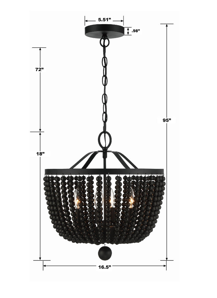 Crystorama Crystorama Rylee 4 Light Matte Black Mini Chandelier