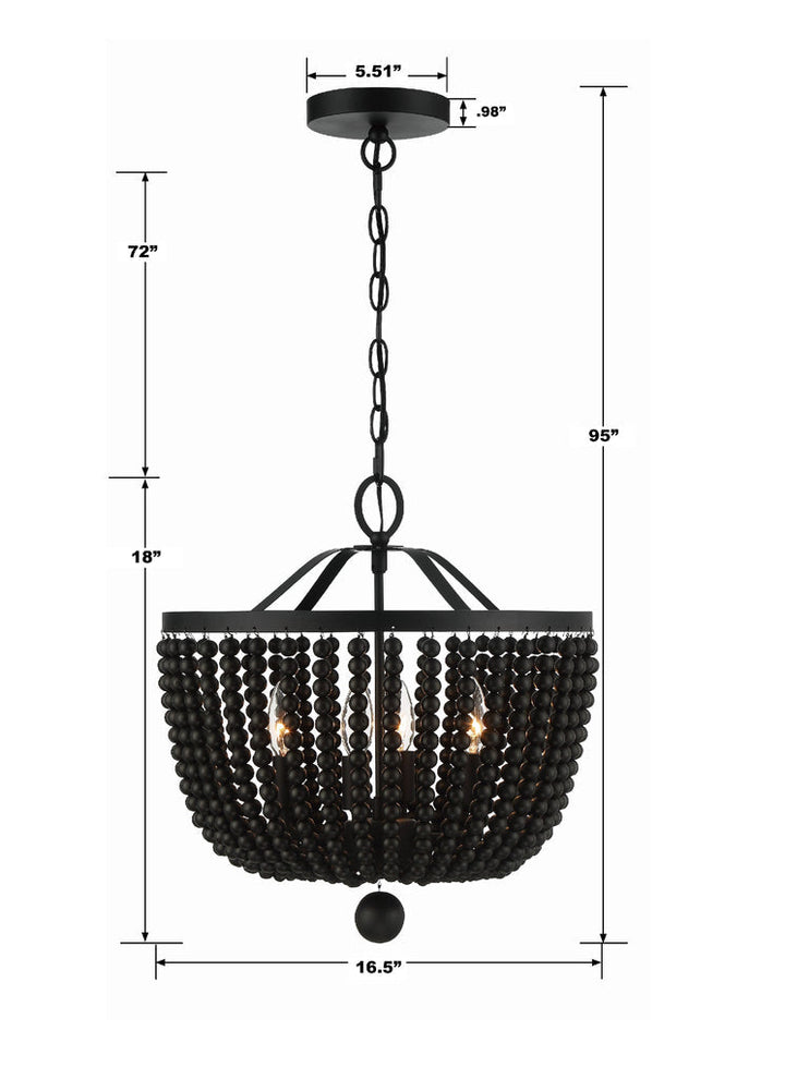 Crystorama Crystorama Rylee 4 Light Matte Black Mini Chandelier