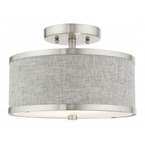 2 Light Brushed Nickel Semi Flush Livex