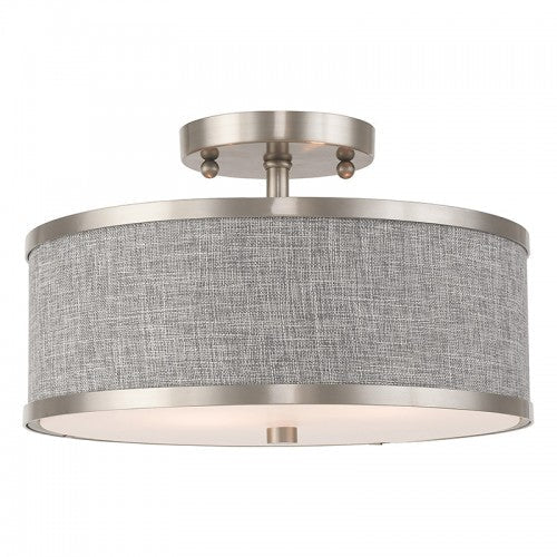 2 Light Brushed Nickel Ceiling Mount Livex