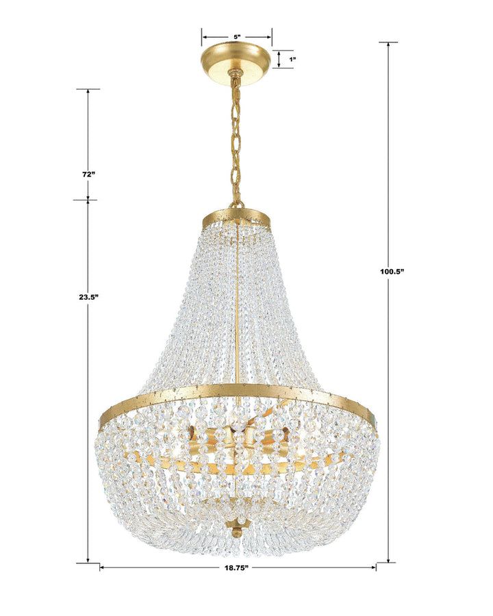 Crystorama Crystorama Rylee 6 Light Antique Gold Chandelier