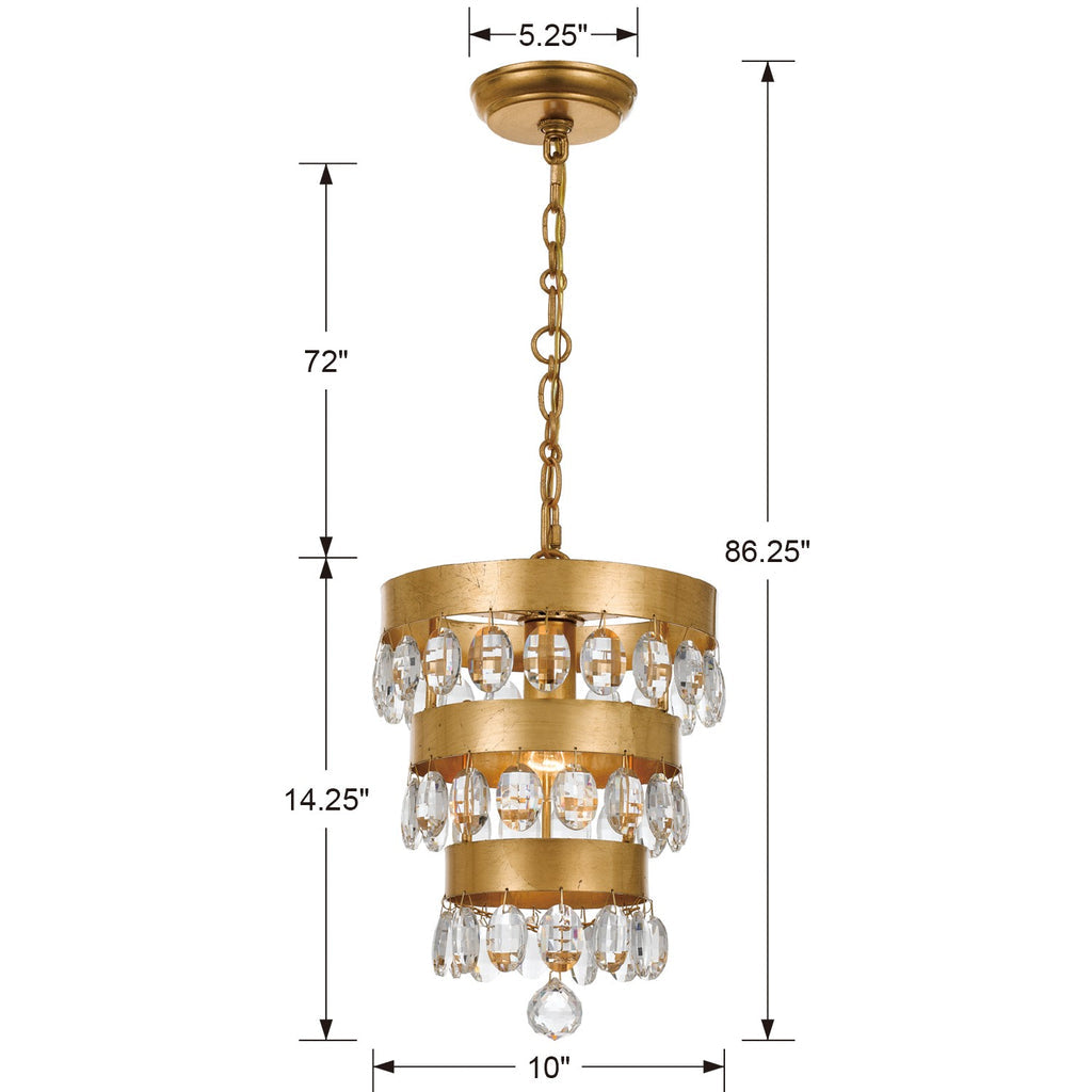 Crystorama Crystorama Perla 1 Light Antique Gold Mini Pendant