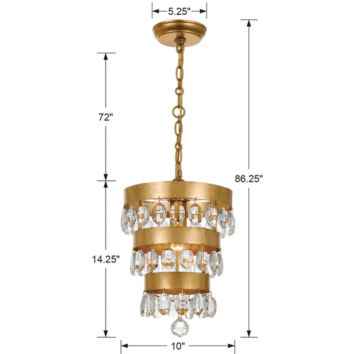 Crystorama Crystorama Perla 1 Light Antique Gold Mini Pendant