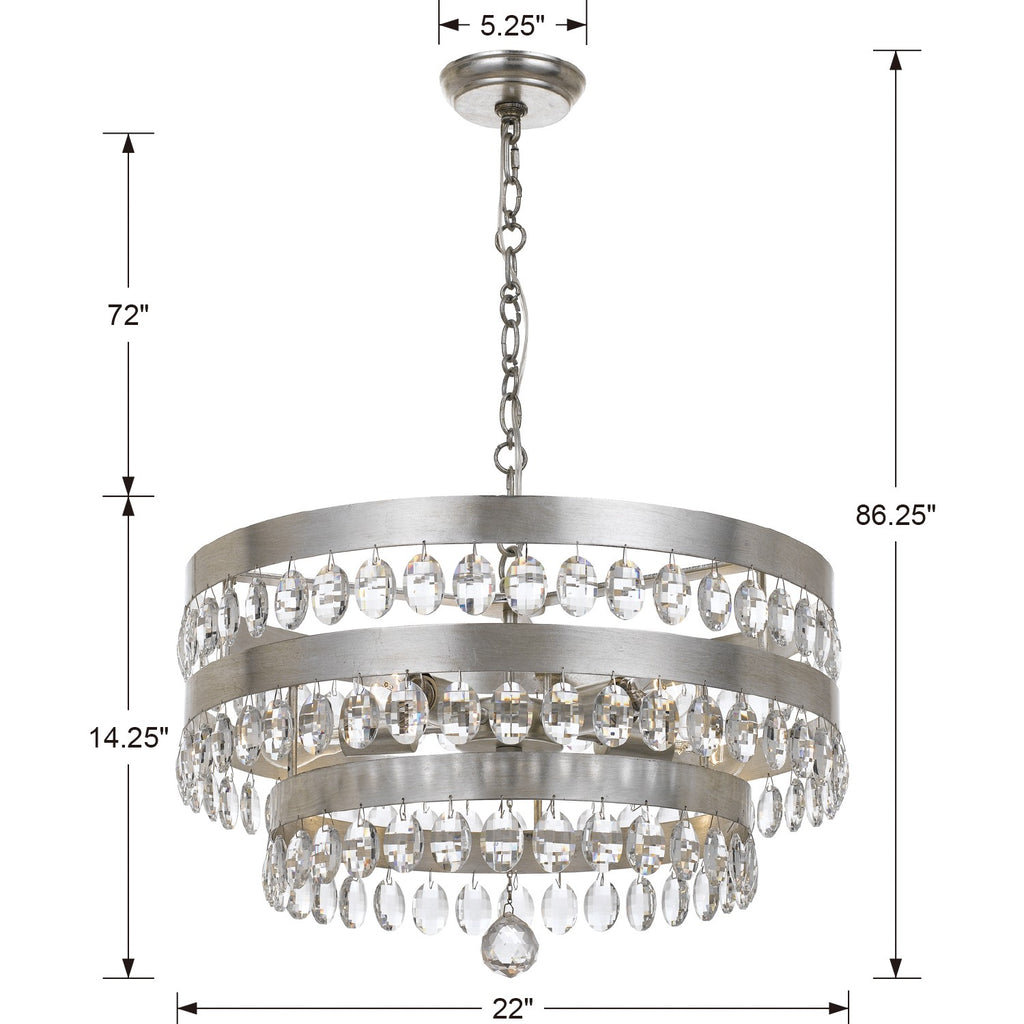 Crystorama Crystorama Perla 5 Light Antique Silver Chandelier