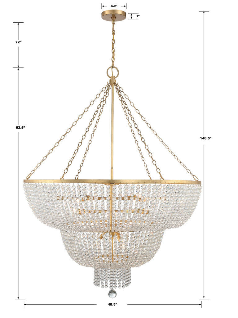 Crystorama Crystorama Rylee 15 Light Antique Gold Chandelier