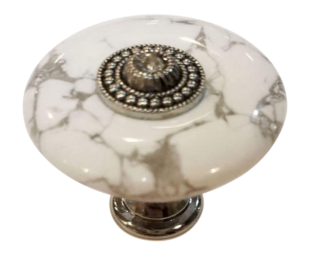 COPPER MOUNTAIN HARDWARE White Howlite Cabinet and Furniture Knob in Polished Chrome