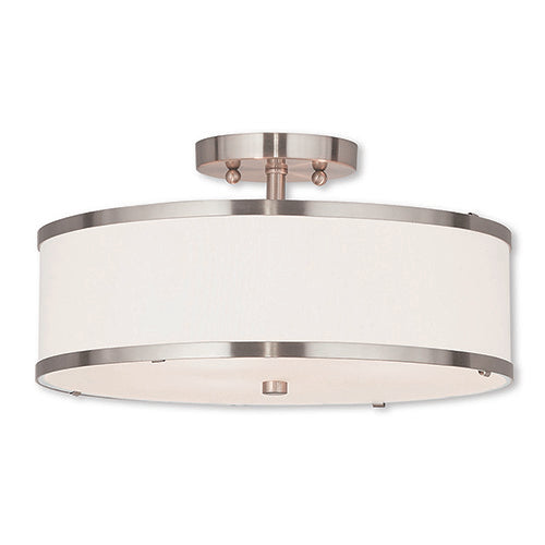 3 Light Brushed Nickel Ceiling Mount Livex