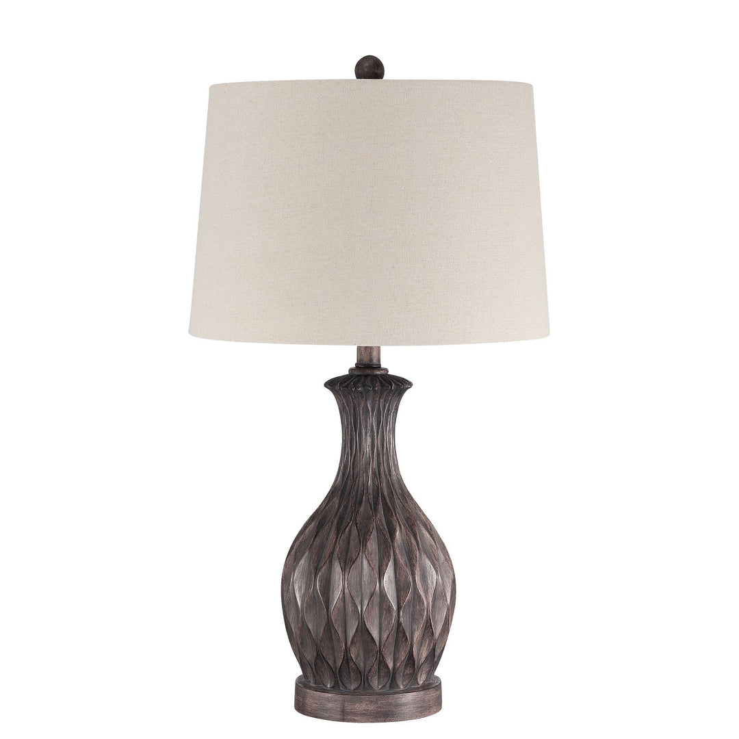 1 Light Resin Base Table Lamp in Carved Painted Brown CRAFTMADE