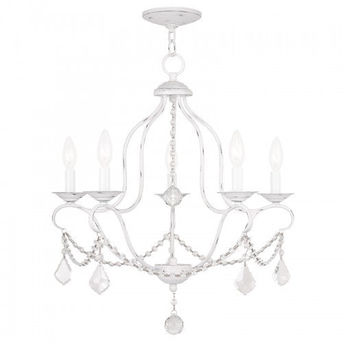5 Light Antique White Chandelier Livex