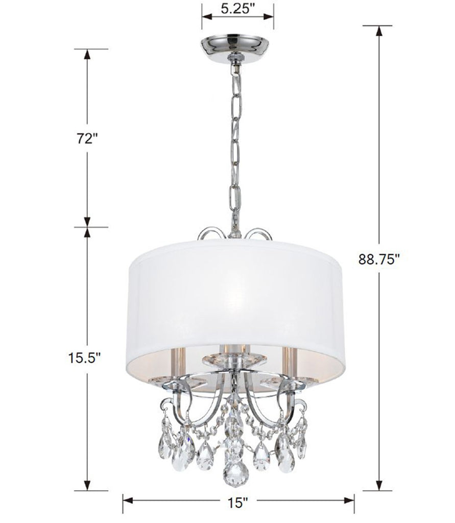 Crystorama Crystorama Othello 3 Light Clear Crystal Polished Chrome Mini Chandelier