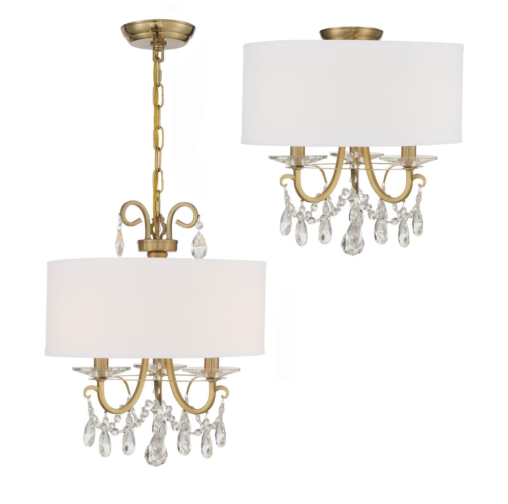 Othello 3 Light Vibrant Gold Semi Flush Mount Crystorama