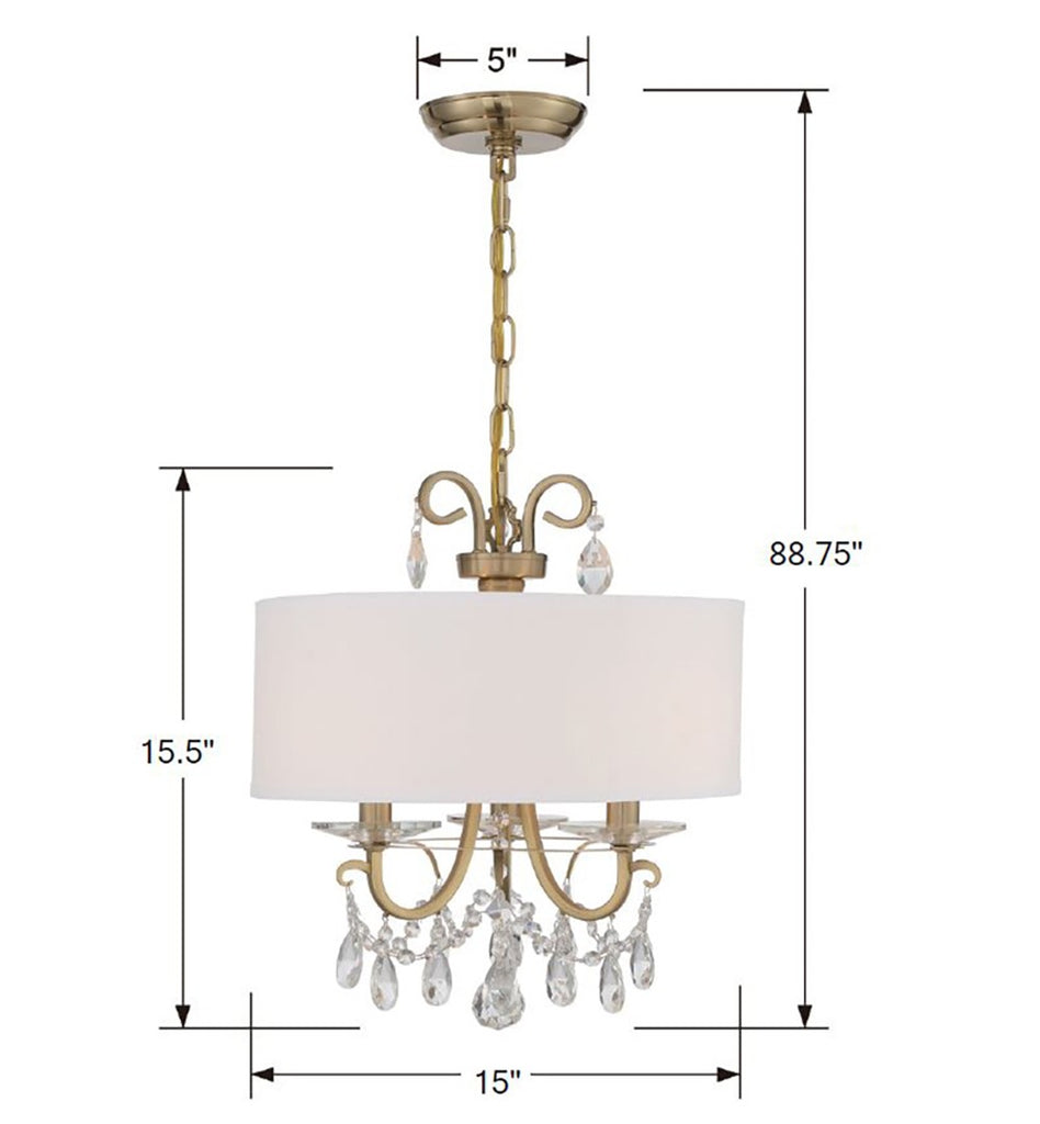 Crystorama Crystorama Othello 3 Light Spectra Crystal Vibrant Gold Mini Chandelier