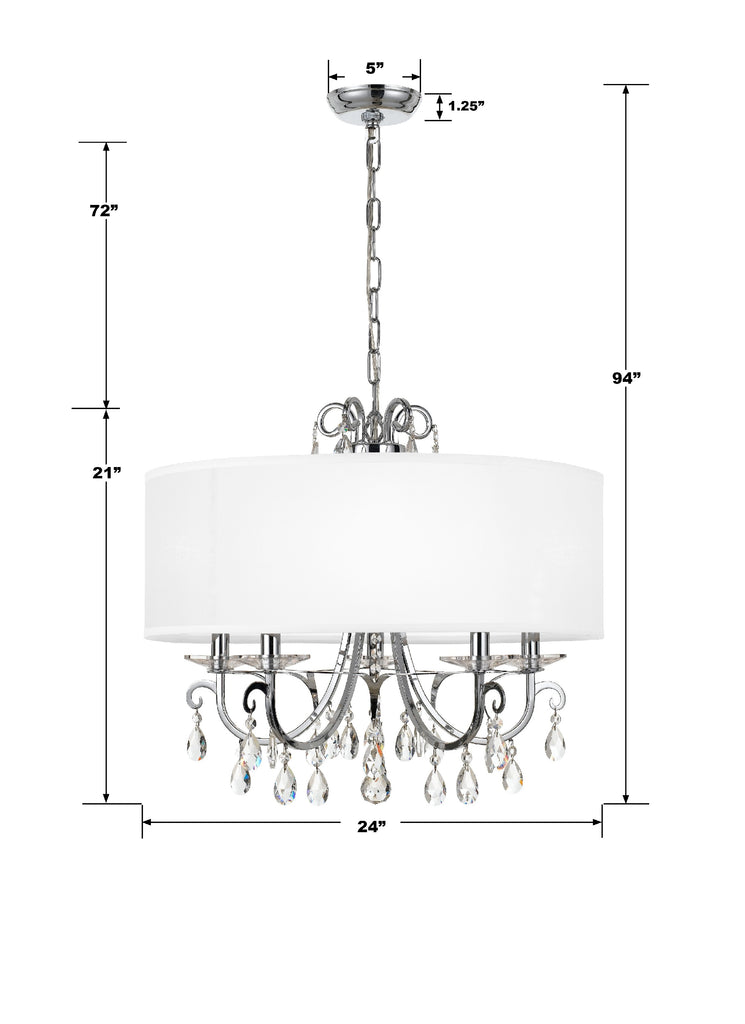 Crystorama Crystorama Othello 5 Light Clear Crystal Polished Chrome Chandelier
