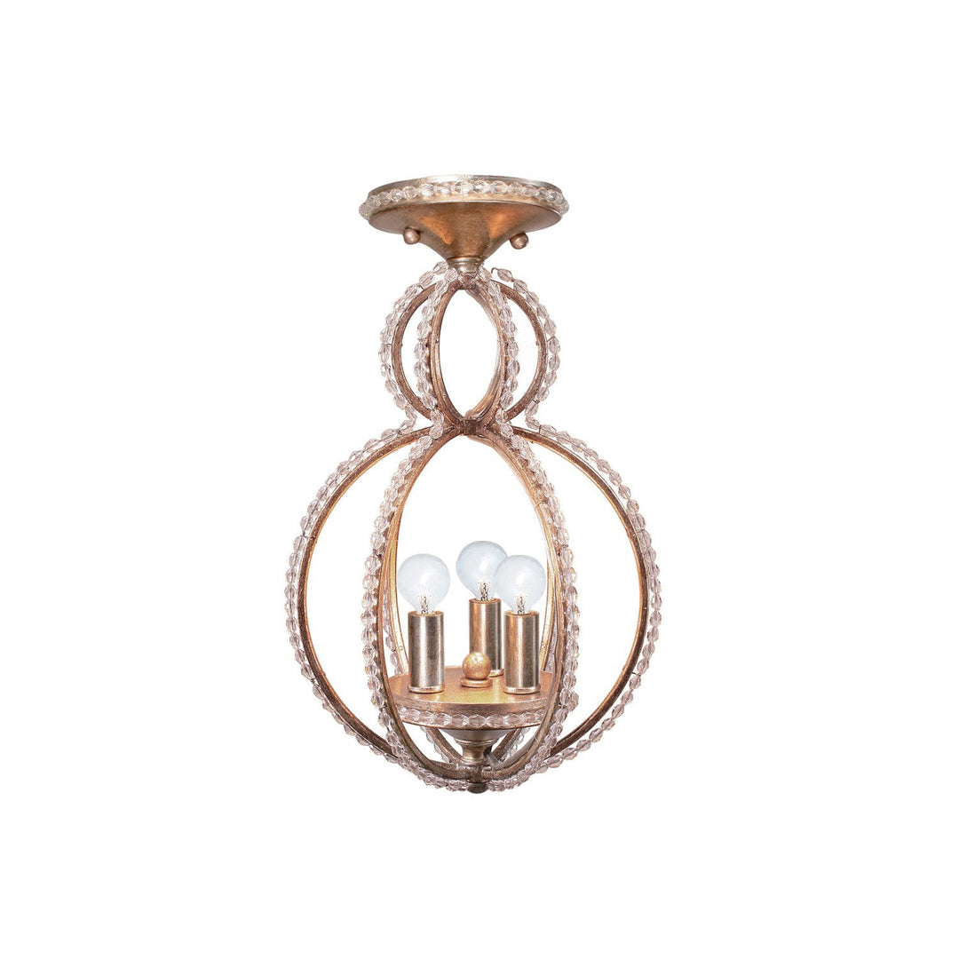 Garland 3 Light Distressed Twilight Semi Flush Mount Crystorama