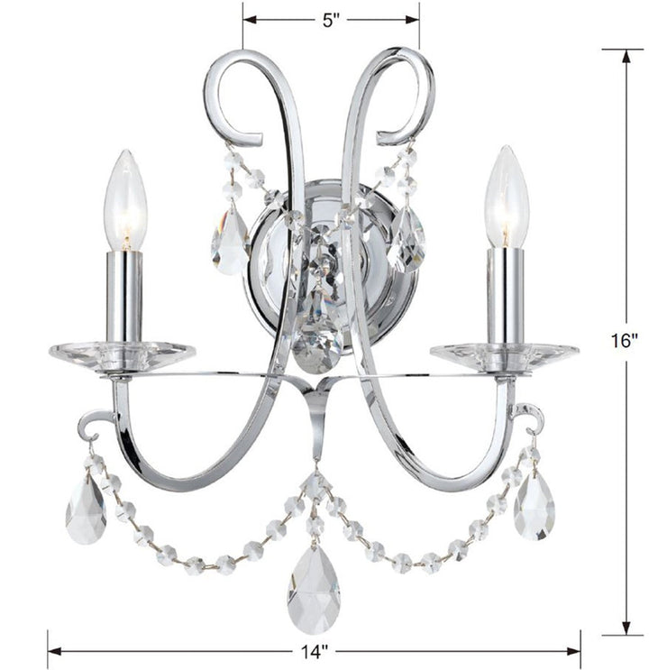 Othello 2 Light Polished Chrome Sconce Crystorama