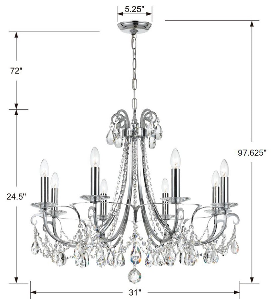 Crystorama Crystorama Othello 8 Light Spectra Crystal Polished Chrome Chandelier