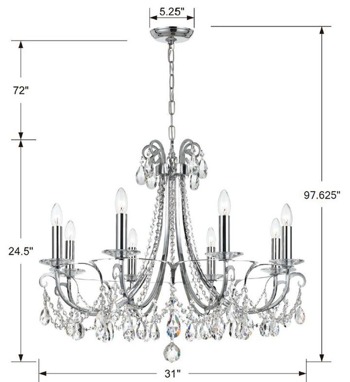Crystorama Crystorama Othello 8 Light Spectra Crystal Polished Chrome Chandelier