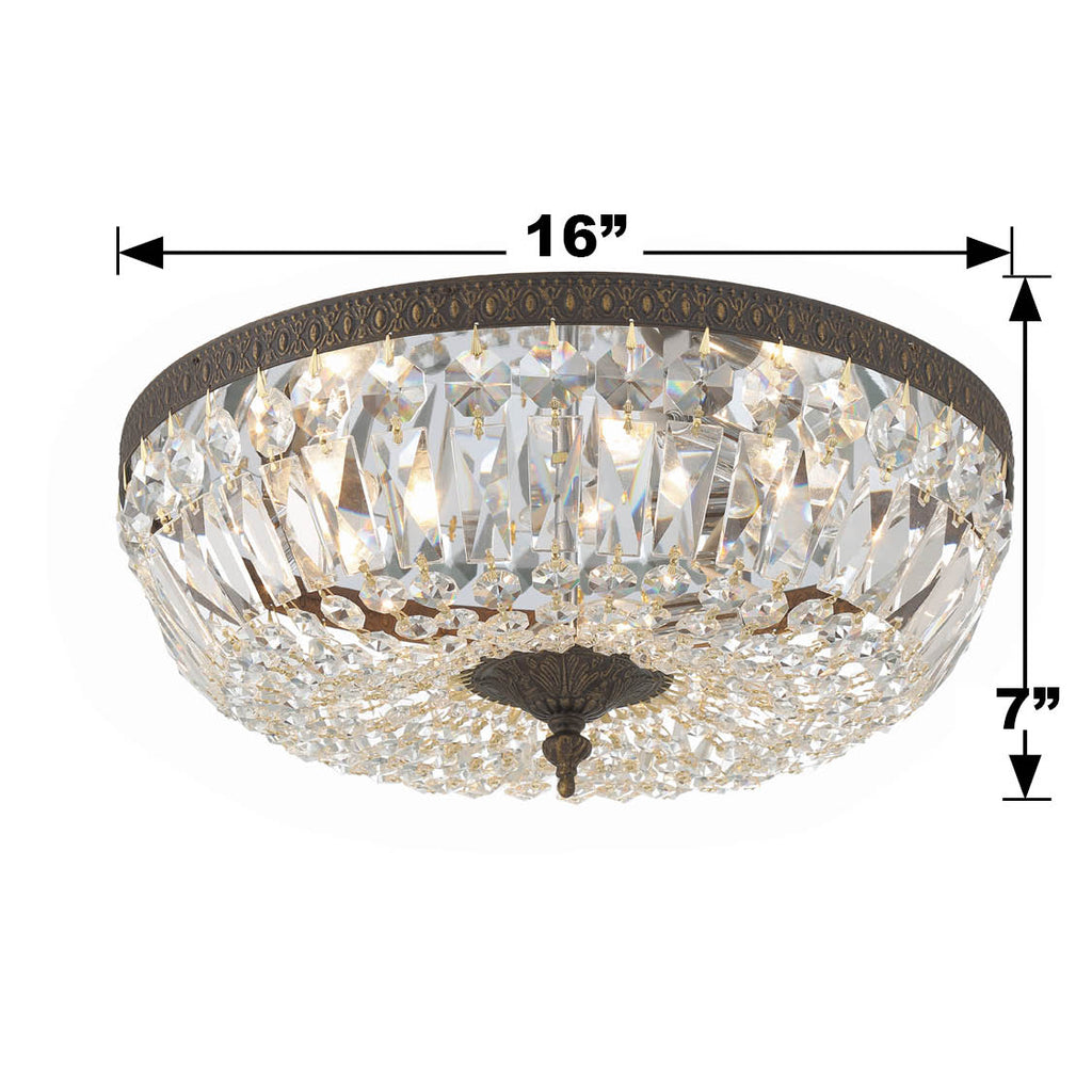 Crystorama Crystorama Crystorama 3 Light Clear Hand Cut English Bronze Flush Mount