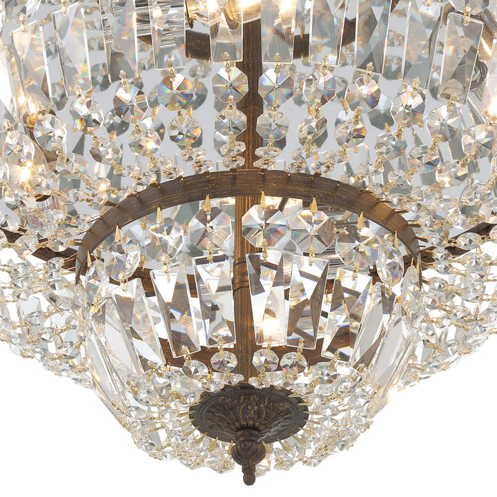 Crystorama 4 Light Spectra Crystal English Bronze Flush Mount Crystorama