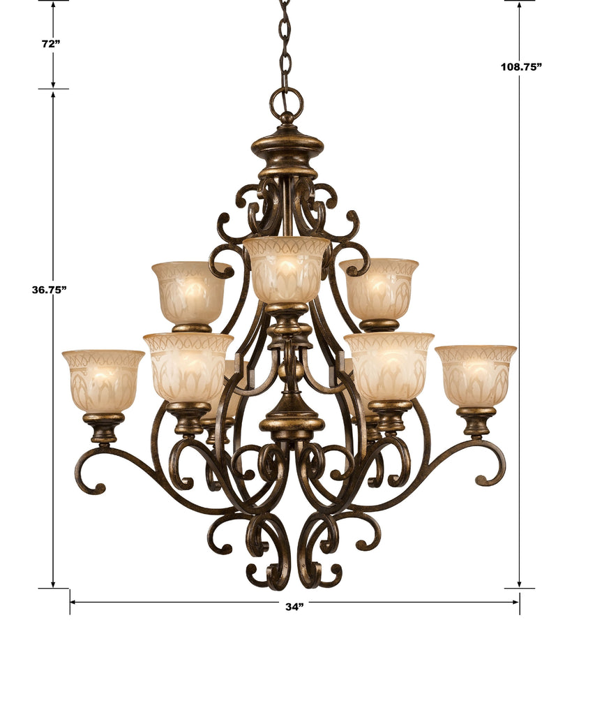Crystorama Crystorama Norwalk 9 Light Bronze Umber Chandelier
