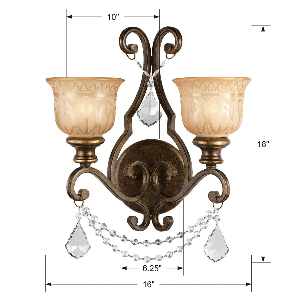 Crystorama Crystorama Norwalk 2 Light Spectra Crystal Bronze Umber Sconce