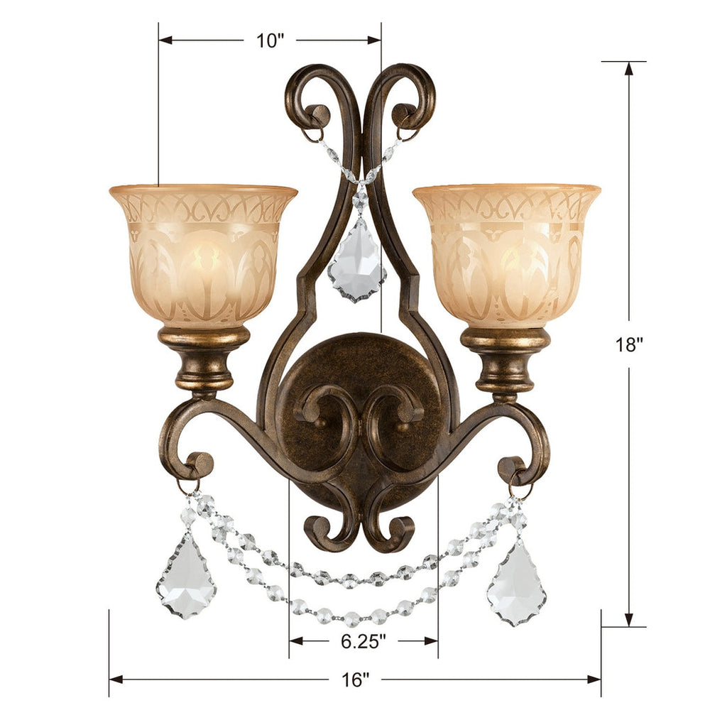 Crystorama Crystorama Norwalk 2 Light Swarovski Strass Crystal Bronze Umber Sconce