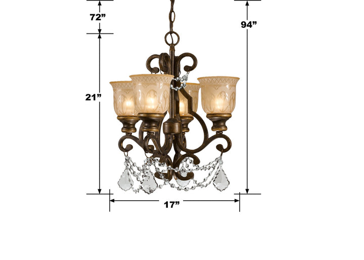 Crystorama Crystorama Norwalk 4 Light Clear Crystal Bronze Umber Mini Chandelier