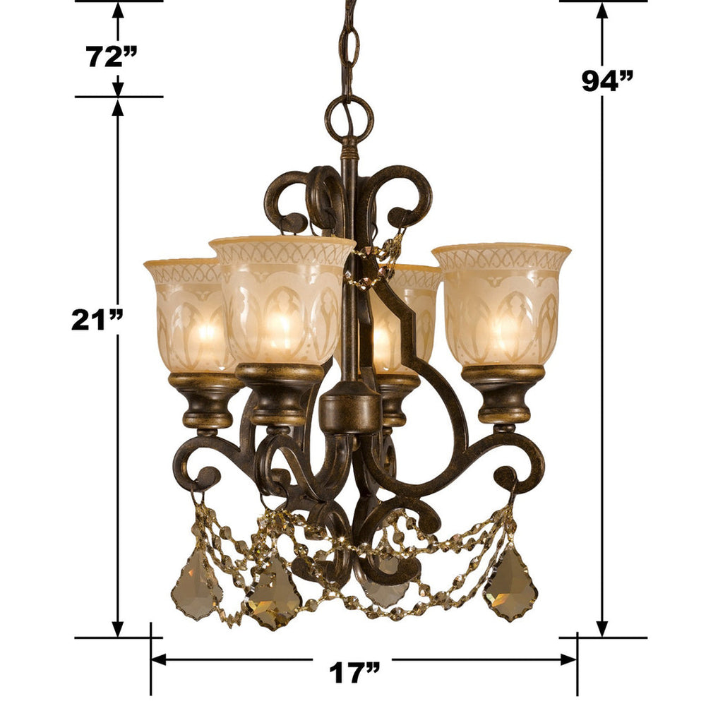 Crystorama Crystorama Norwalk 4 Light Golden Teak Swarovski Strass Crystal Bronze Umber Mini Chandelier