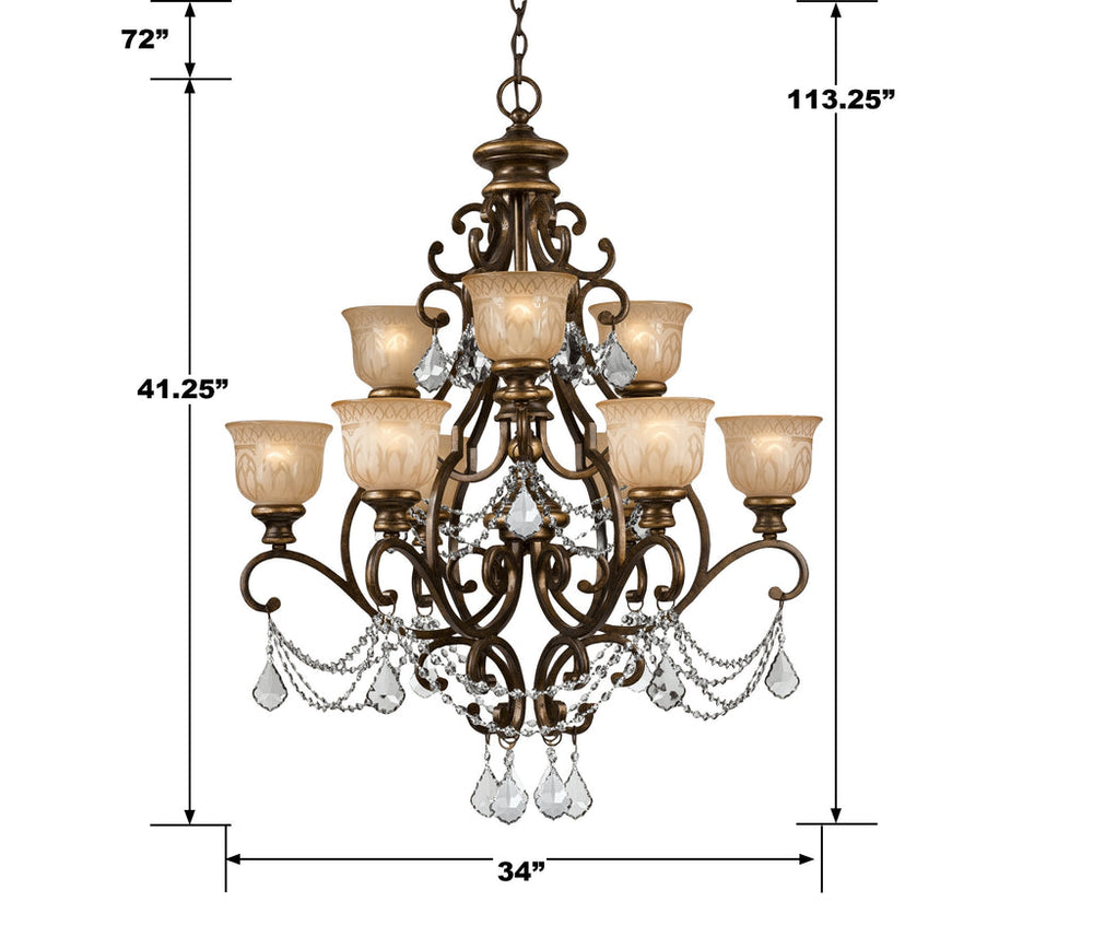 Crystorama Crystorama Norwalk 9 Light Clear Crystal Bronze Umber Chandelier