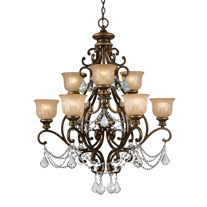 Crystorama Crystorama Norwalk 9 Light Spectra Crystal Bronze Umber Chandelier