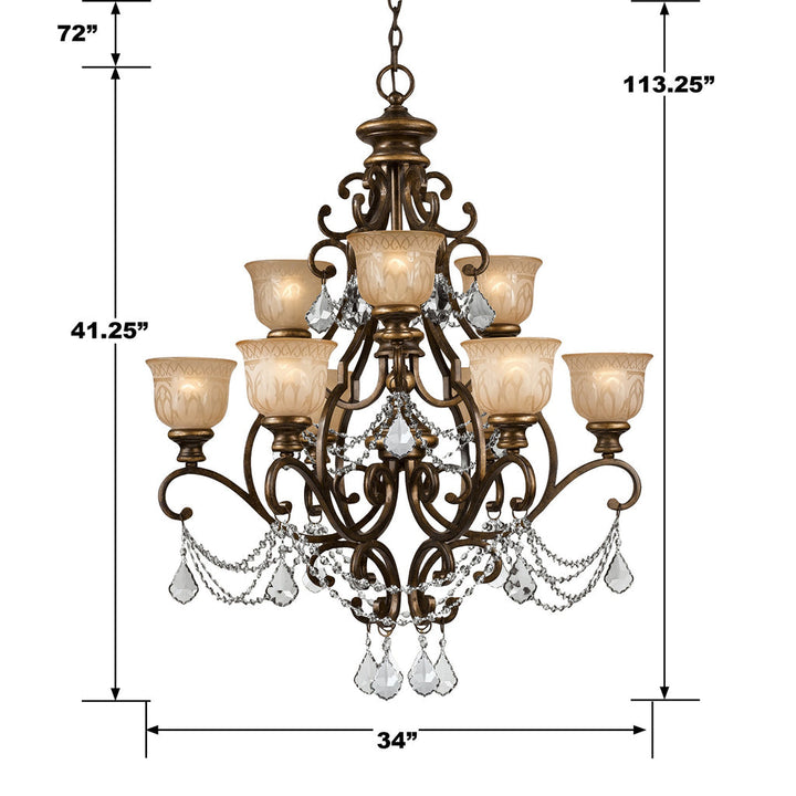 Crystorama Crystorama Norwalk 9 Light Spectra Crystal Bronze Umber Chandelier