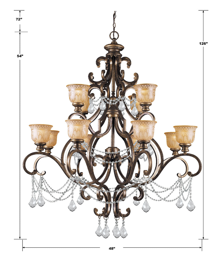 Crystorama Crystorama Norwalk 12 Light Hand Cut Crystal Bronze Umber Chandelier