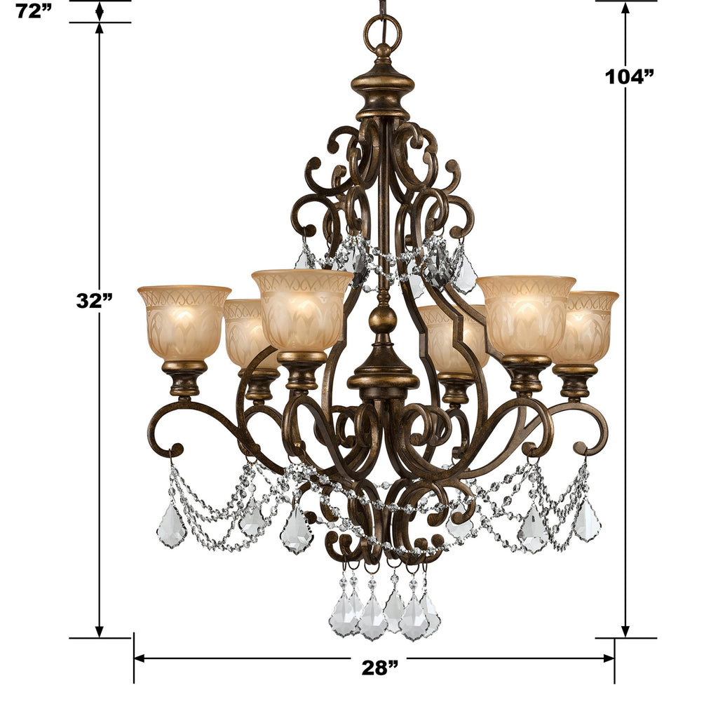 Crystorama Crystorama Norwalk 6 Light Swarovski Strass Crystal Bronze Umber Chandelier