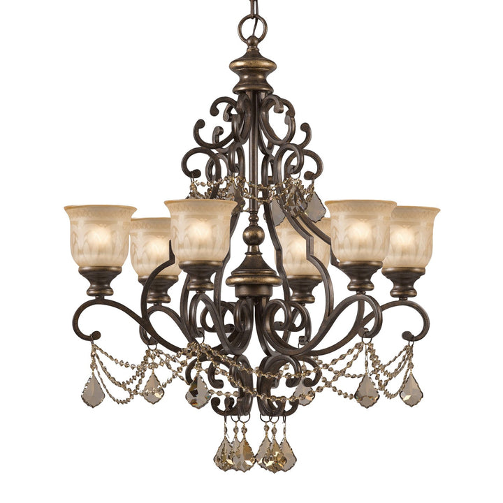 Crystorama Crystorama Norwalk 6 Light Golden Teak Hand Cut Crystal Bronze Umber Chandelier