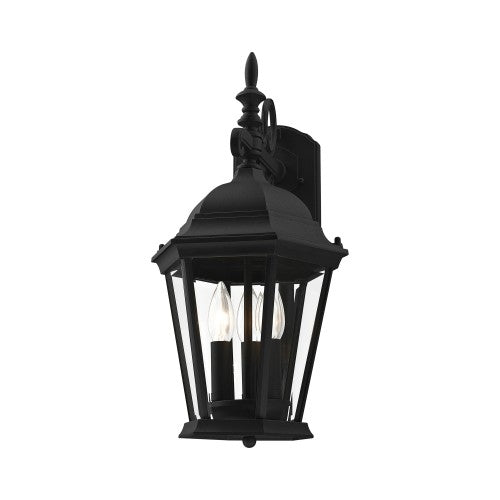 3 Light Textured Black Outdoor Wall Lantern Livex