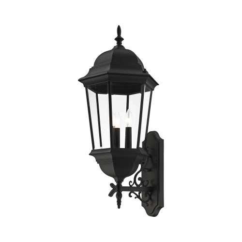 3 Light Textured Black Outdoor Wall Lantern Livex