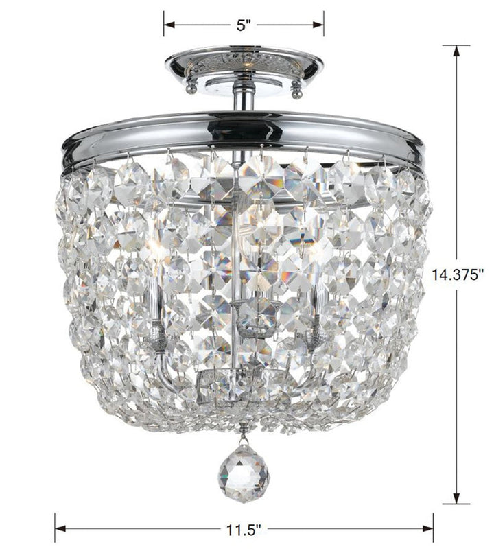 Archer 3 Light Spectra Crystal Polished Chrome Semi Flush Mount Crystorama