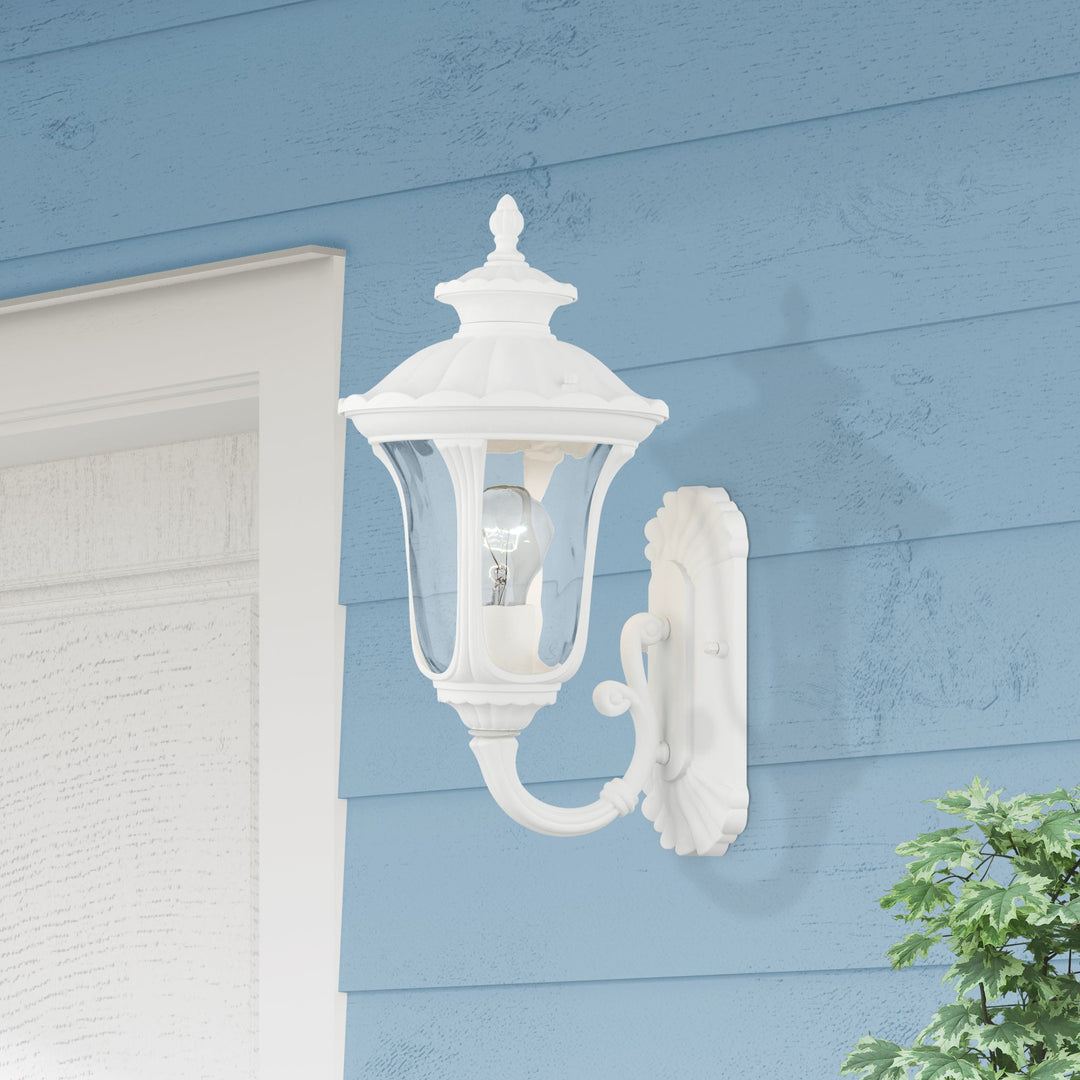 1 Light Textured White Outdoor Wall Lantern Livex