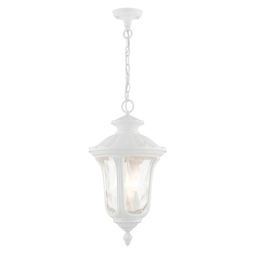 3 Light Textured White Outdoor Pendant Lantern Livex